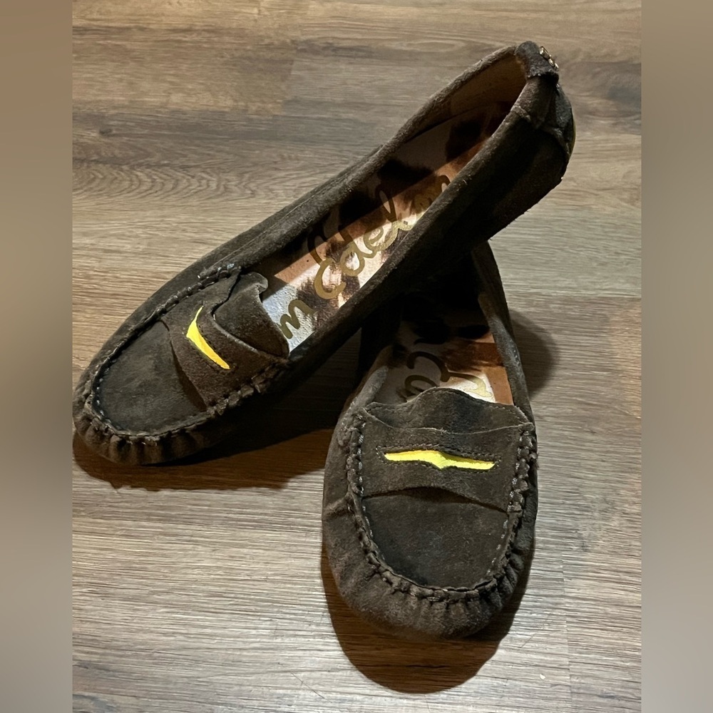 Sam Edelman Brown Loafers with Yellow/Green Accent Size 8 1/2M